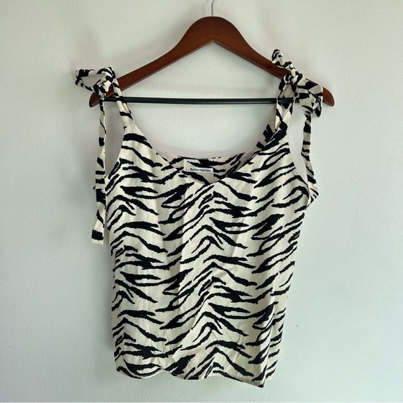 Reformation zebra print makati tie shoulder tank - Picture 3 of 4